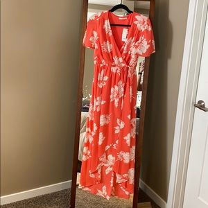 High low coral dress